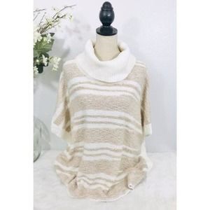 Calvin Klein Nubby Knit Turtle-neck Dolman Poncho Sweater, S/M